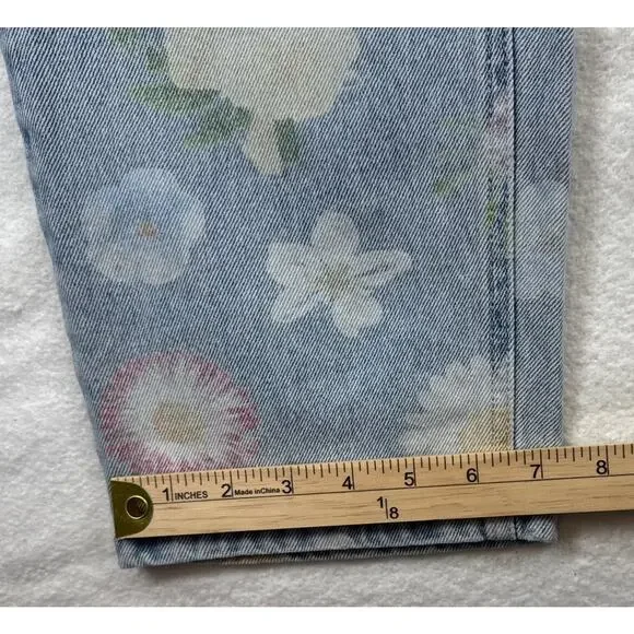 Wild Fable Jeans Women Sz 0 High Rise Light Wash Floral Pattern 90's Festival - Picture 7 of 12